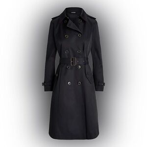 NWT LAUREN RALPH LAUREN Equestrian Chain Print Lining Black Trench Coat Raincoat